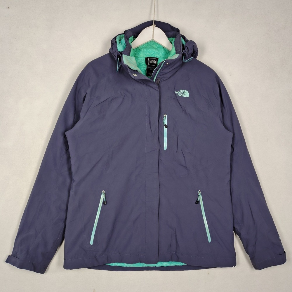 The North Face HyVent Purple Teal Insulated Hooded Ski Jacket Womens Large